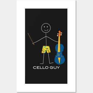 Funny Mens Cello Guy Posters and Art